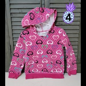 Pink Multi Colored Hearts Spots Pocket Hoodie